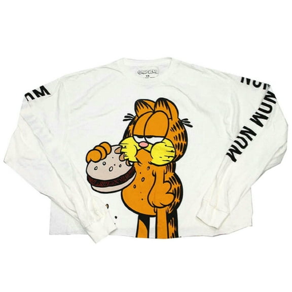 Garield Num Num Num Women's Plus Cropped Long Sleeve T-Shirt (1X)