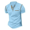 thumbnail image 3 of Henley Shirts Mens Tshirt Mens Henley Shirts Short Sleeve Summer Casual Classic T Shirts Pocket Button Shirt Blue S, 3 of 5