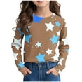 thumbnail image 2 of Riecok Girls Graphic Hoodies Long Sleeve Crewneck Casual Soft All-match Spring Clothes 2025 Warm Sports Shirt Trendy Outfits Sweatshirt Older Children Pullover Brown 4 T, 2 of 8