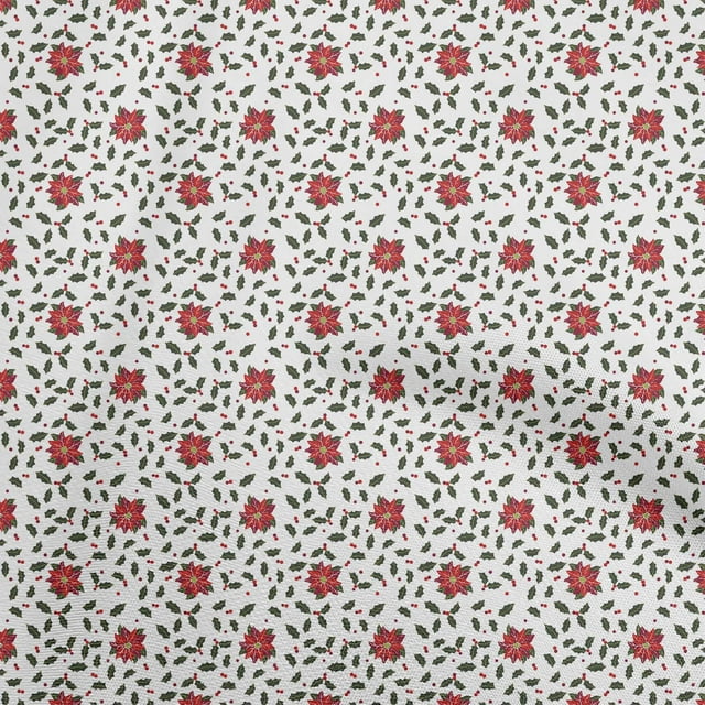 oneOone Rayon White Fabric Christmas Fabric For Sewing Printed Craft Fabric By The Yard 56 Inch Wide