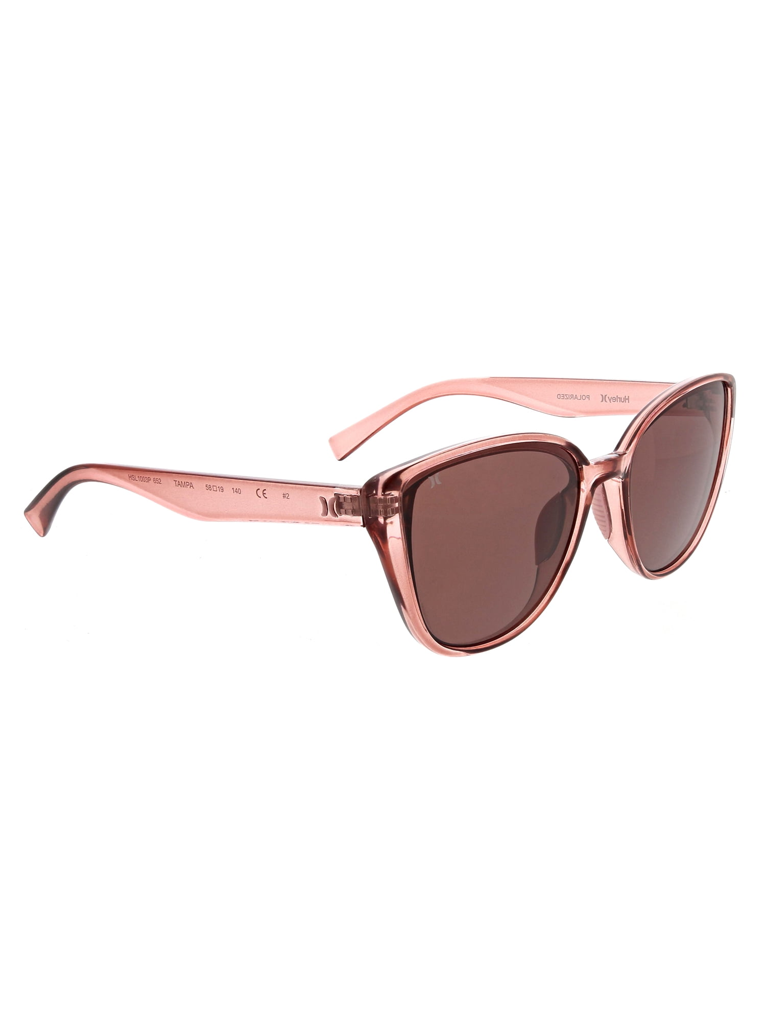 Hurley Tampa - HSL1003PS_652, cateye sunglass, crystal rose frame & solid rose polarized lens + ar coating
