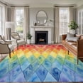 thumbnail image 2 of Rectangle Rug 6x9ft Area Rug, Abstract Rainbow Geometric Area Rugs for Living Room Bedroom, Gradient Diamond Shape Floor Mat Non-Slip Non-Shedding Carpet Indoor Accent Rugs, 2 of 9