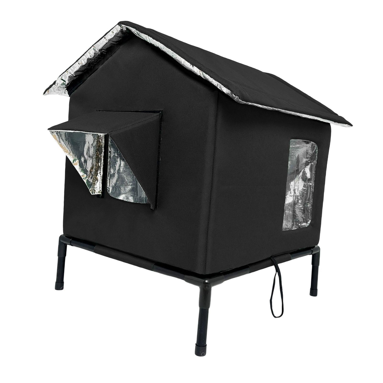 EHJRE Outdoor Cat House Feral Shelter Insulated Waterproof Tent Windproof Portable Kitty Enclosure with Oxford Cloth And Aluminum Foil for Community Porch G L