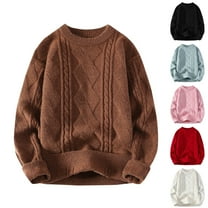 Miluxas Casual Cable Knit Sweater Oversize Crewneck Long Sleeve Pullover Sweaters Tops Trendy Outfits