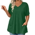 thumbnail image 3 of Oksale Tunic Tunic Tops for Women Loose Cotton Dressy with Pockets Short Sleeve Holiday Tshirts Solid Color Shirts for Going Out 2026 Army Green S, 3 of 8