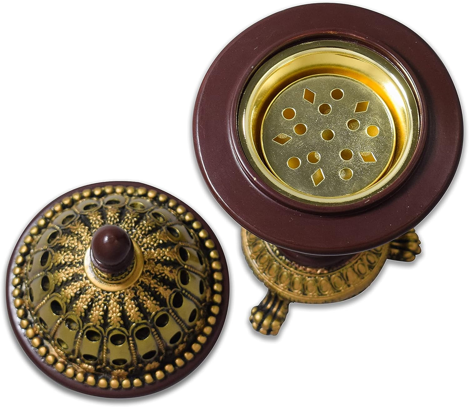 AM Luxury Globe Incense Burner - Bakhoor Insence Holder | Insencents Resin Burners | Frankincense Charcoal Burner | Mabkhara | for Office & Home Decor (Bronze)