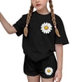 thumbnail image 4 of Amidoa Girls Summer 2 Piece Outfits Cute Floral Short Sleeve and Casual Shorts Kids Clothing Black Size 4T, 4 of 8