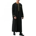 thumbnail image 4 of Vividxx Mens Dress Robe Arab Middle Robe Long Sleeve Embroidered Pocket Long Shirt Robe Coat Shirt Mens Prayer Clothing, 4 of 7