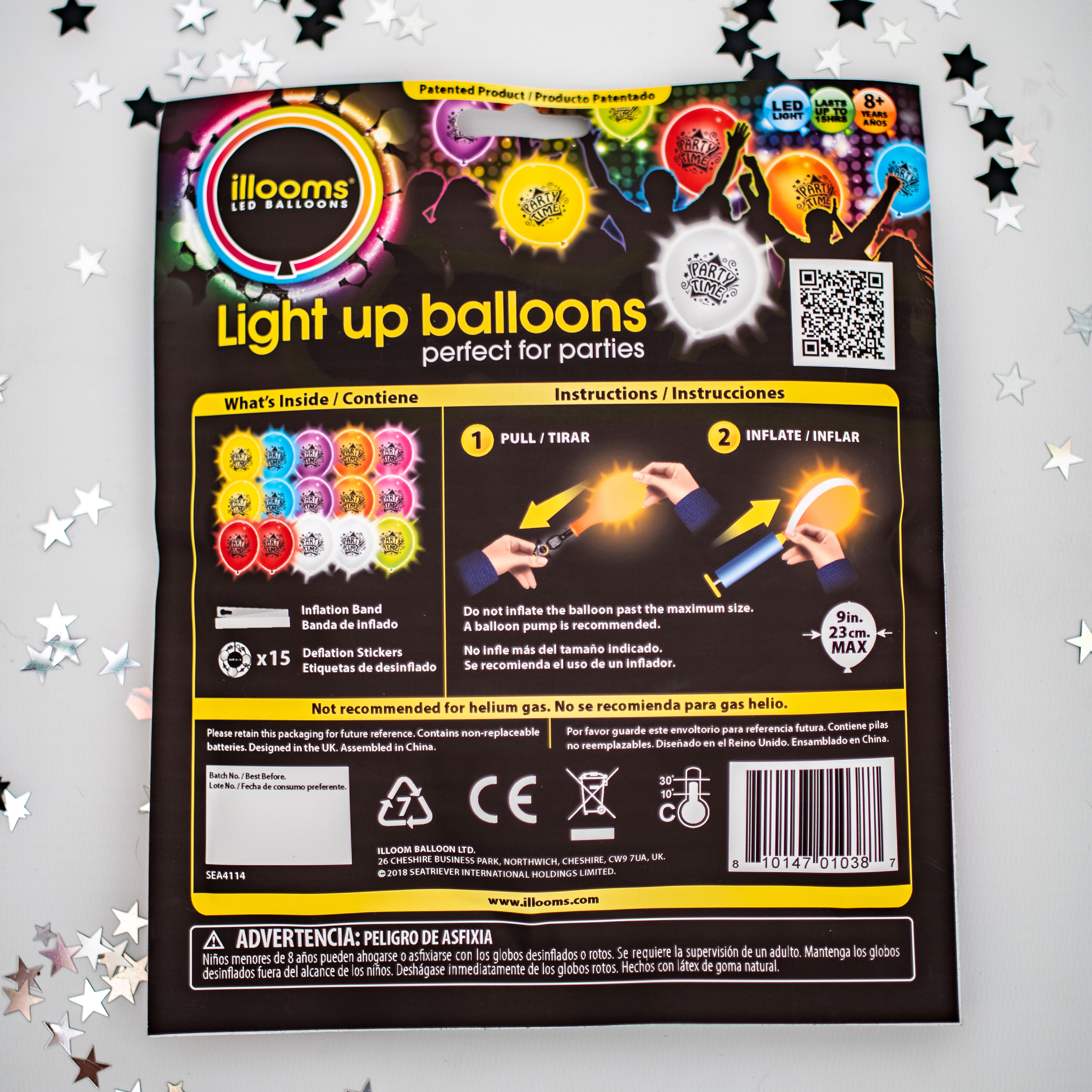 illooms LED Light-Up Latex Balloons, 15-Pack Assorted Colors photo 3