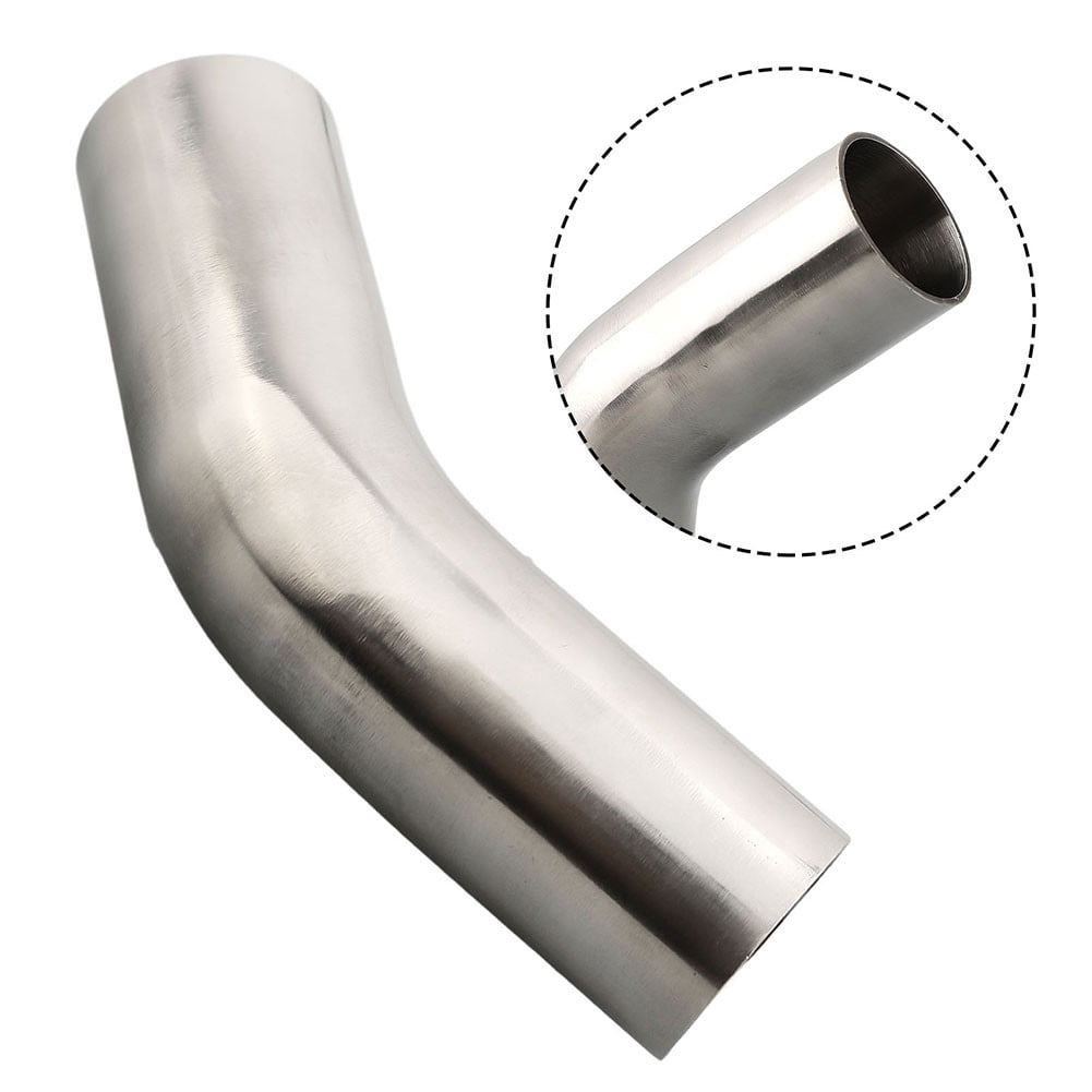 Unique Bargains OD 2.5 Inch 45 Degree SS304 Stainless Steel Bend Tube Exhaust Elbow Pipe for Car Silver Tone