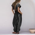 thumbnail image 4 of Wlynlyn Womens 2 Piece Outfits Backless Lace up Cap Sleeve Top High Waisted Baggy Trousers Tracksuits Set, 4 of 8