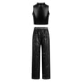 thumbnail image 2 of AOCHANG Girls Shiny Sequin Pants Dance Outfit with Mock Neck Metallic Crop Tops Jazz Hip Hop Disco Dancewear Black 10, 2 of 6