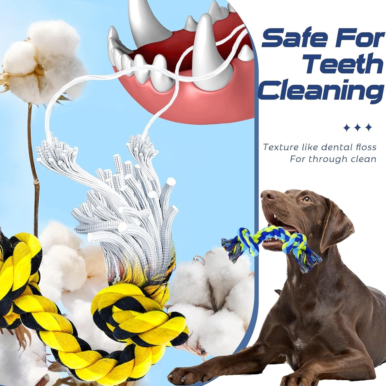 Dog Chew Toys for Aggressive Chewers, 5 Pack Indestructible Dog Toys for Large Breed, Cotton Rope Toys, Tough Bone Chew for Aggressive Chewers Large Breed