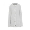 thumbnail image 5 of Early Fall Fashion Sawvnm Winter Long Coats for Women Casual Plus Size Plush Sweater Pockets Outerwear Buttons Cardigan Coat Gifts Chunky Cardigan Sweaters for Women White 5XL, 5 of 7