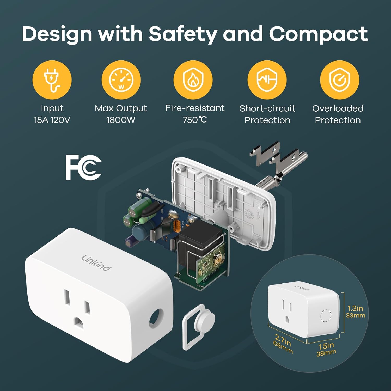 Linkind Matter Smart Plug 15A 1800W, 4-Pack photo 7