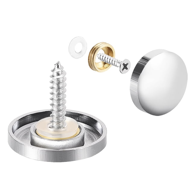 Tornillos para espejo Uxcell, sujetadores decorativos, clavos cubiertos, electrochapados, de latón brillante y plateado, 4 piezas de 0.87"