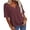 Burgundy, variant on Women's Casual 3/ 4 Sleeve V-Neck Loose Fit T-Shirt, Solid Color Basic Tunic Top, Trendy Summer Blouse