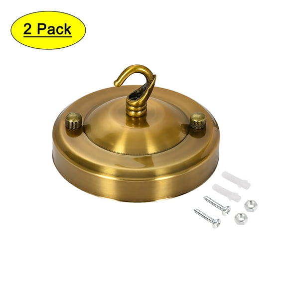 Uxcell 104mm Vintage Ceiling Lamp Plate Light Canopy Kit with Hook Gold Bronze 2Pack