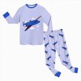 thumbnail image 5 of CAUYDY 5T 6T 7T 8Y 9Y 10Y Child Boy Sleepwear Clothes for Kids Long Sleeve Shirt Elastic Pants 2Pcs Cute Set Boys Fall Winter Pajamas Sizes 6-7 Years,Blue, 5 of 7