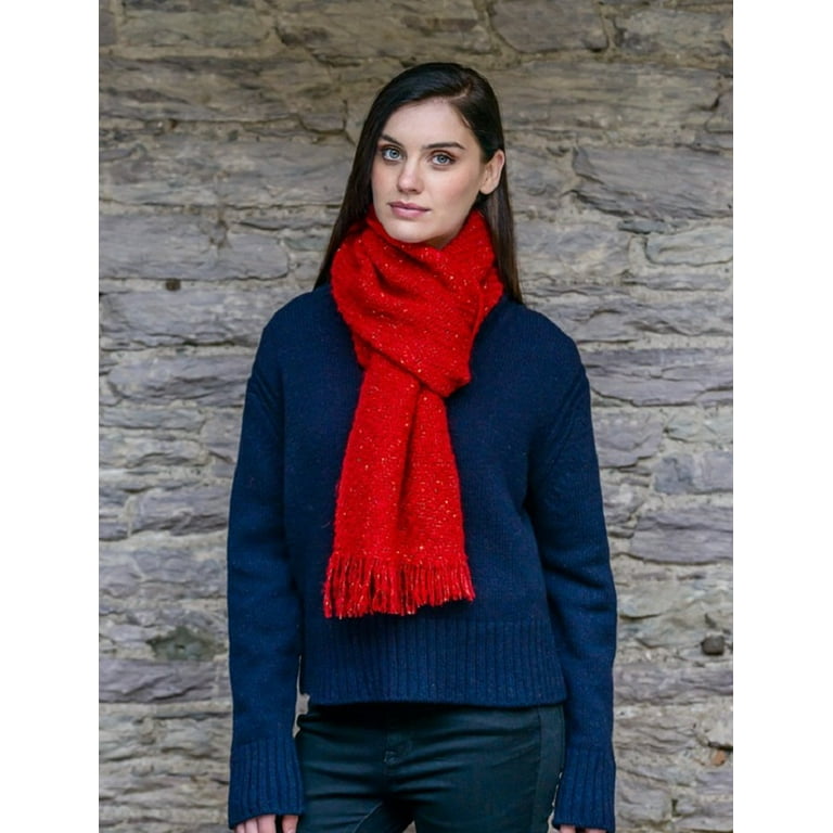 Mucros Weavers Women's Winter Knit Scarf - Kells, Red
