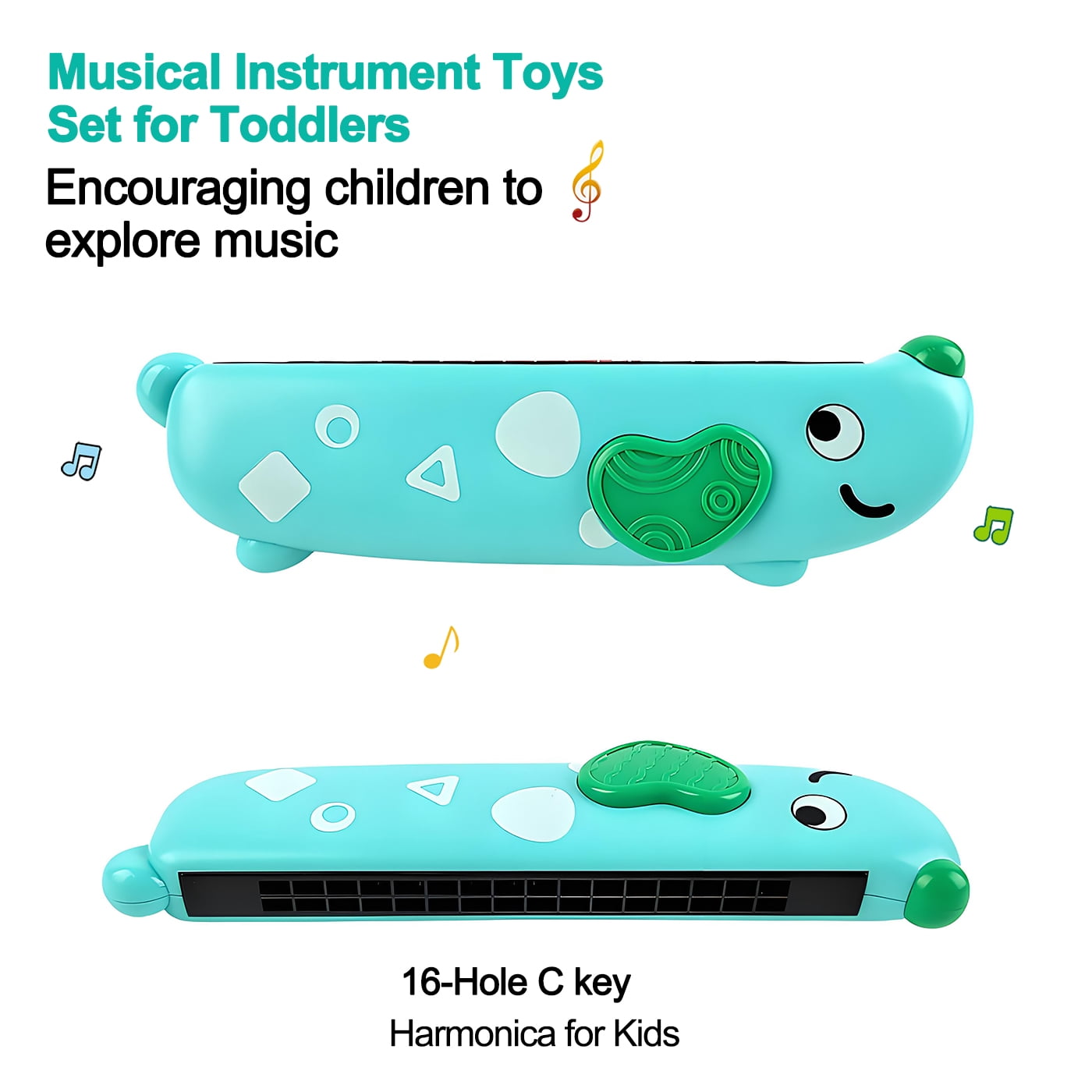 3PCS Toddler Musical Instruments Toy Set, Trumpet, Harmonica, Recorder Flute for Kids, Musical Toys for Children Boys Girls Ages 3+