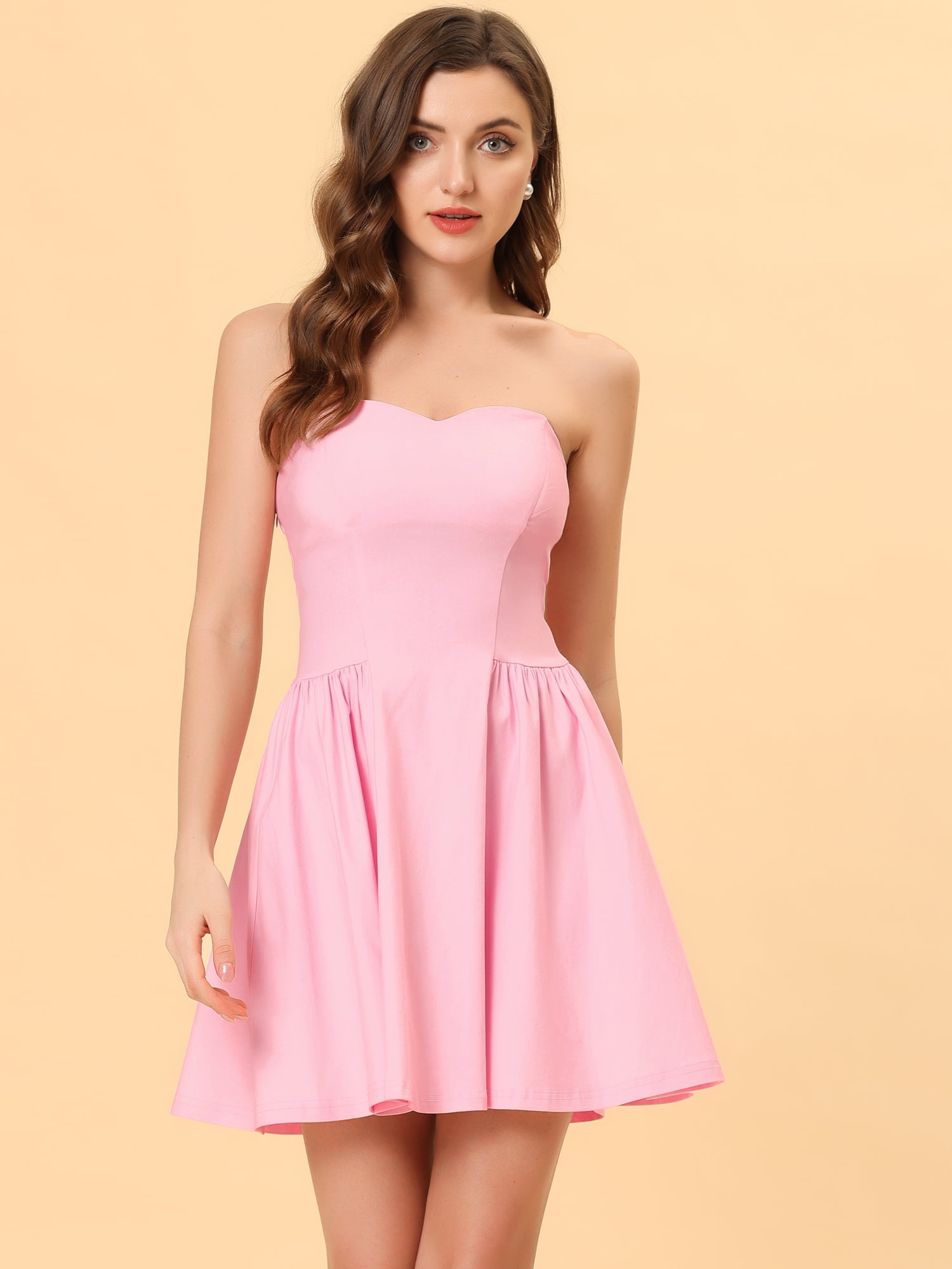DARING DIVA Party Mini Strapless Sweetheart Neck Christmas Mini Dress XL Pink