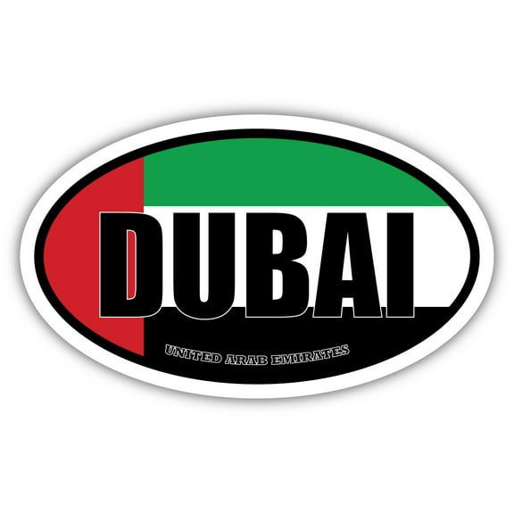 Dubai United Arab Emirates Flag Oval Decal Vinyl Bumper Sticker 3x5 inches