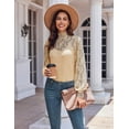 thumbnail image 4 of Zeagoo Lace Long Sleeve Top Womens Puffy Sleeve Dressy Casual Shirts Sexy Going Out Date Night Blouses, 4 of 8