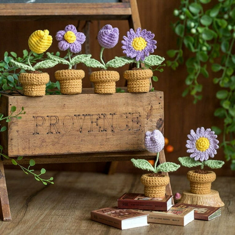 Crochet Plants Vine Hanging Basket Artificial Flowers Handmade