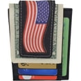 thumbnail image 6 of Genuine Leather Front Pocket Magnetic Money Clip Slim Minimalist Wallet Skull Bone USA Skull USA Flag Eagle USA Logos USA Flag, 6 of 9