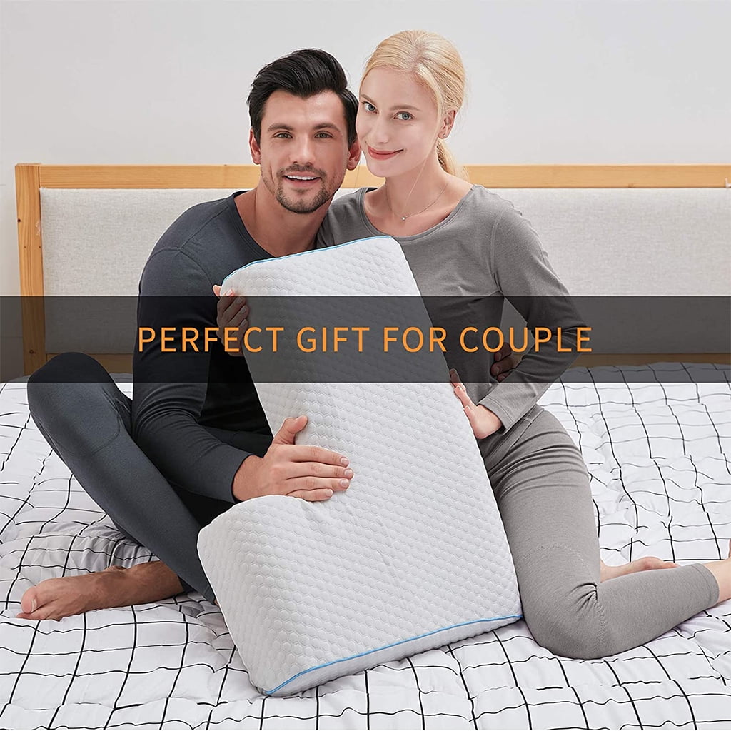 WINDLAND Couples Pillow with Arm Rest Memory Foam Anti Hand Pressure Neck Pain Relief Arched Sleeping Cuddle Cervical Cushion for Side Sleepers