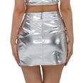thumbnail image 3 of QHFBli Women's PU Leather High Waisted Button Skirt Bodycon Mini Pencil Party Skirts with Pocket, 3 of 3