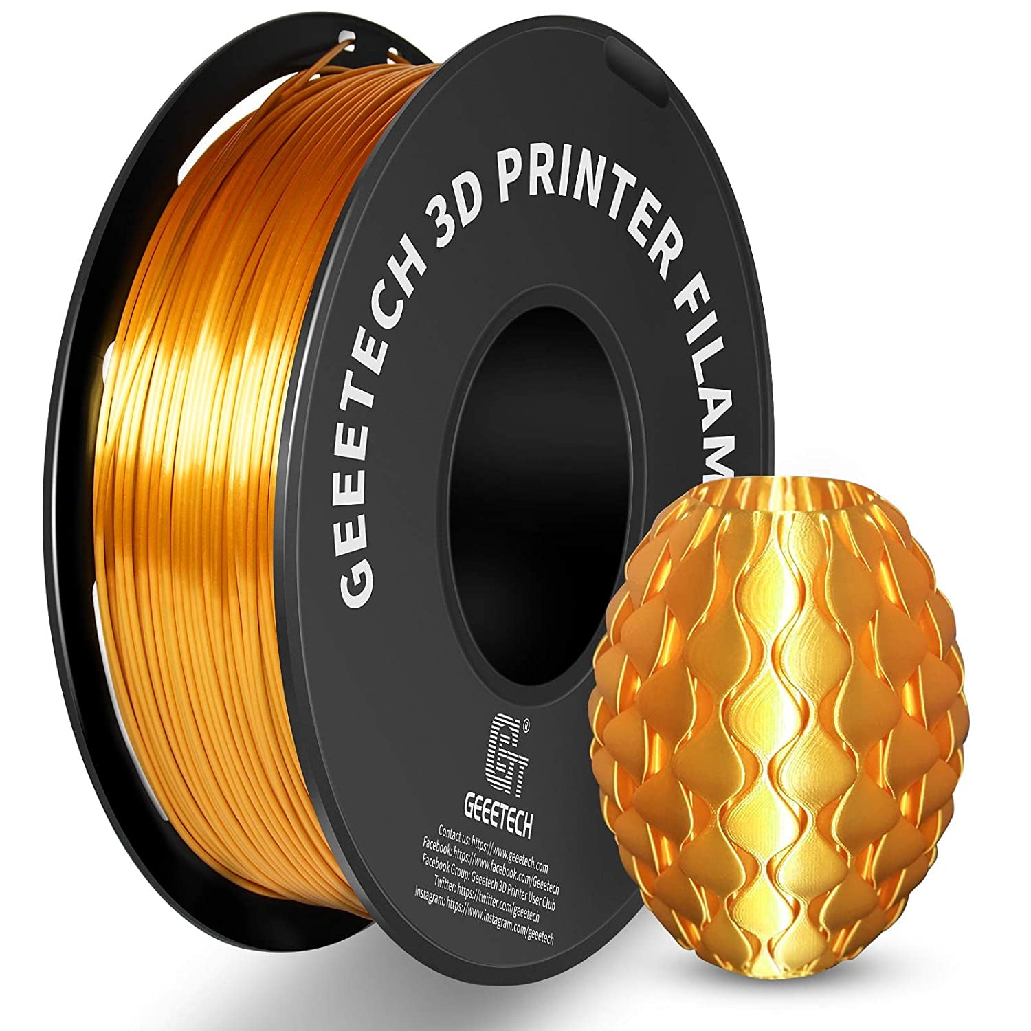GEEETECH 3D Printer Silk PLA Filament 1.75mm,MetalLike Shiny