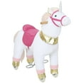 thumbnail image 2 of Qaba Ride on Unicorn Toy for Kids 3-5 Years, 29.5 Inch Plush Baby Rocking Horse, Mechanical Walking Animal with Wheels, No Batteries Required, White, 2 of 9