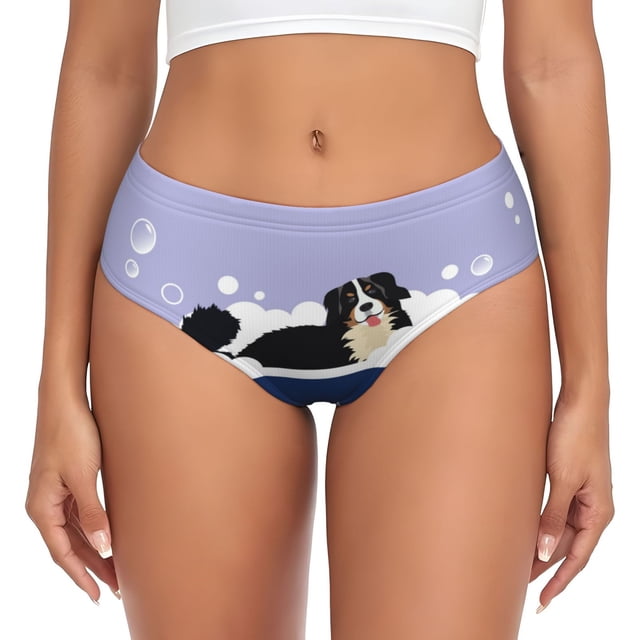 Balery Bernese Mountain Dog Sitting Bath Tub Ropa Interior de Algodón para Mujer con Dibujo – Braguitas Cómodas y Elásticas, Estilo Clásico-Large