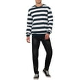 thumbnail image 2 of INSPIRE CHIC Men's Striped Sweatshirt Regular Fit Round Neck Long Sleeves Printed Pullover Sweatshirts M Navy White, 2 of 7