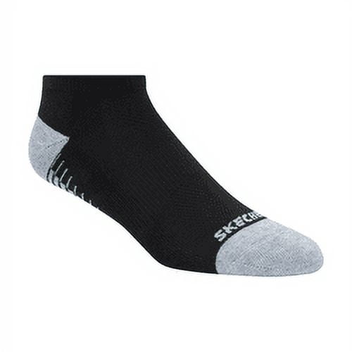 Skechers Kids Girls' 6 Pack 1/2 Terry Low Cut Socks, White/Grey, 9-11