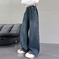 thumbnail image 5 of Shadoumai Girls Wide Leg Jeans Baggy Loose Fit Denim Pants High Elastic Waist Trendy Y2K Boyfriend Streetwear Trousers, 5 of 7