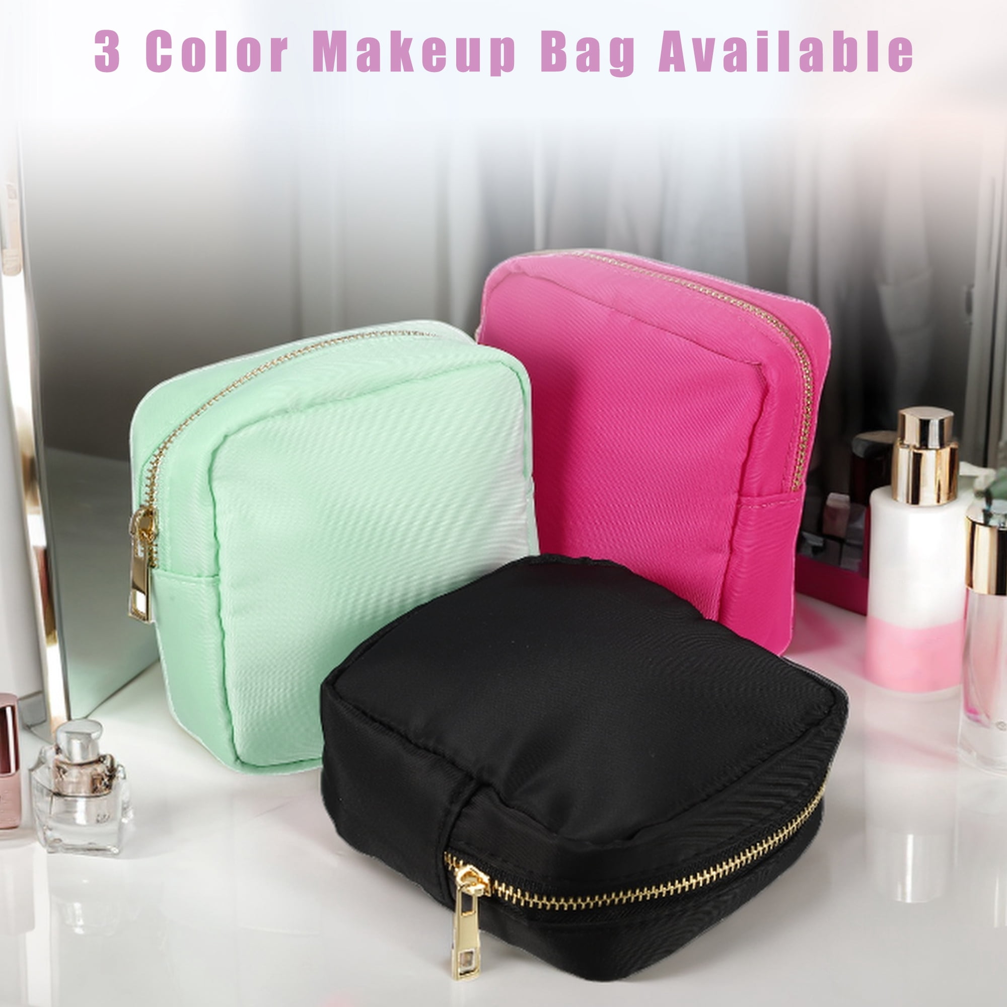 Unique Bargains 1Pc Nylon Mini Waterproof Storage Makeup Bag Waterproof Storage Rose Red