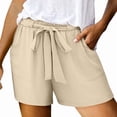 thumbnail image 2 of Women'S Shorts with Pockets Summer Casual Shorts for Women Waist Adjustable Tie Knot Loose Khaki S, 2 of 10