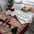 thumbnail image 3 of Merry Christmas Throw Flannel Blanket 40x50In Elk Deer and Green Xmas Tree Super Soft Cozy Bed Blanket, Lightweight Plush Fuzzy Bed Throw for Bedroom Sofa Couch Living Room, 3 of 4