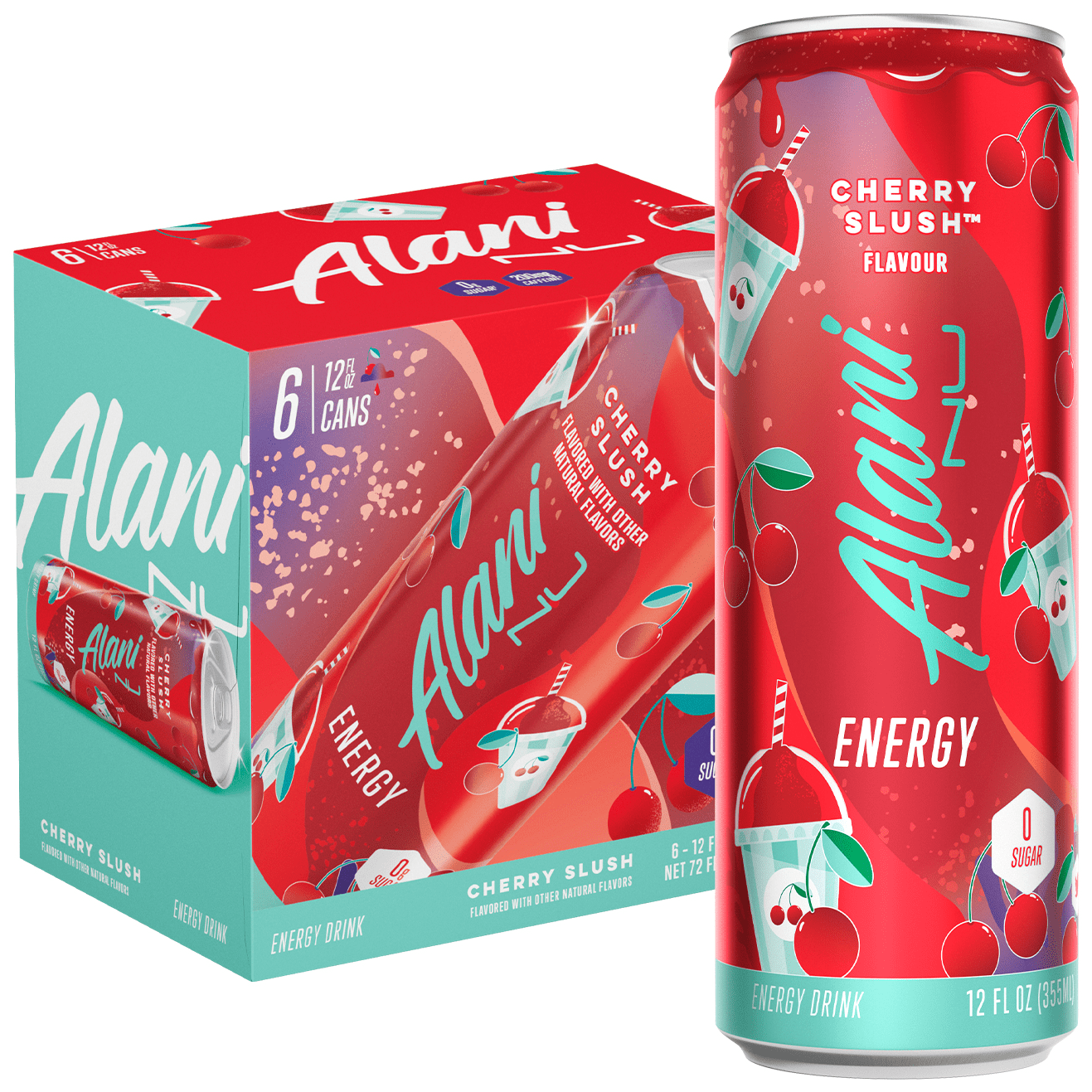 Alani Nu Sugar Free Energy Drink, Cherry Slush, 12 fl oz, 12 Pack