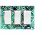 thumbnail image 1 of Metal Light Switch Plate Cover Elegant Teal Gray Damask DAM051, 1 of 13