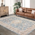 thumbnail image 4 of Washable Vintage Oriental Area Rug – Non-Slip, Ultra Soft Faux Wool, mark Resistant, Low Pile Carpet for Living Room, Bedroom, Dining Room – Blue, USA, 5x7ft (152x213cm), 4 of 8