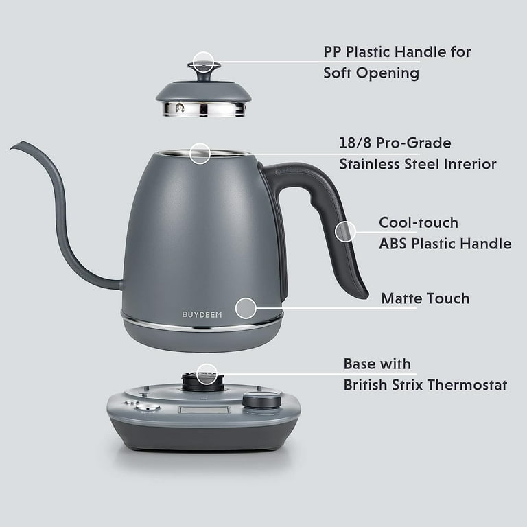 BUYDEEM Gooseneck Electric Pour-Over Kettle, Stainless Steel Coffee Tea  Kettle with Variable Temperature Control, Mint Green 