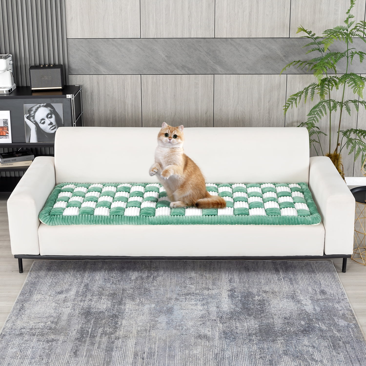 Four seasons universal sofa cushion, handmade pet sofa cushion, 5cm thick and comfortable, handmade splicing stuffed sheep, artisanal thick cat and dog cushion, pet absorbent absorbent cushion