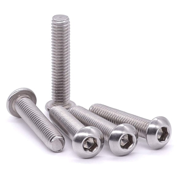M6-1.0 x 12mm Button Head Socket Cap Screws 304 Stainless Steel 18-8 Hex Socket Cap Screws, Allen Hex Drive, Full Thread, Coarse Thread UNC, 100 PCS