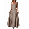 thumbnail image 2 of Women'S Maxi Dress Jacquard Formal Evening Gown Elegant Wedding Guest Party Dress Khaki M, 2 of 7