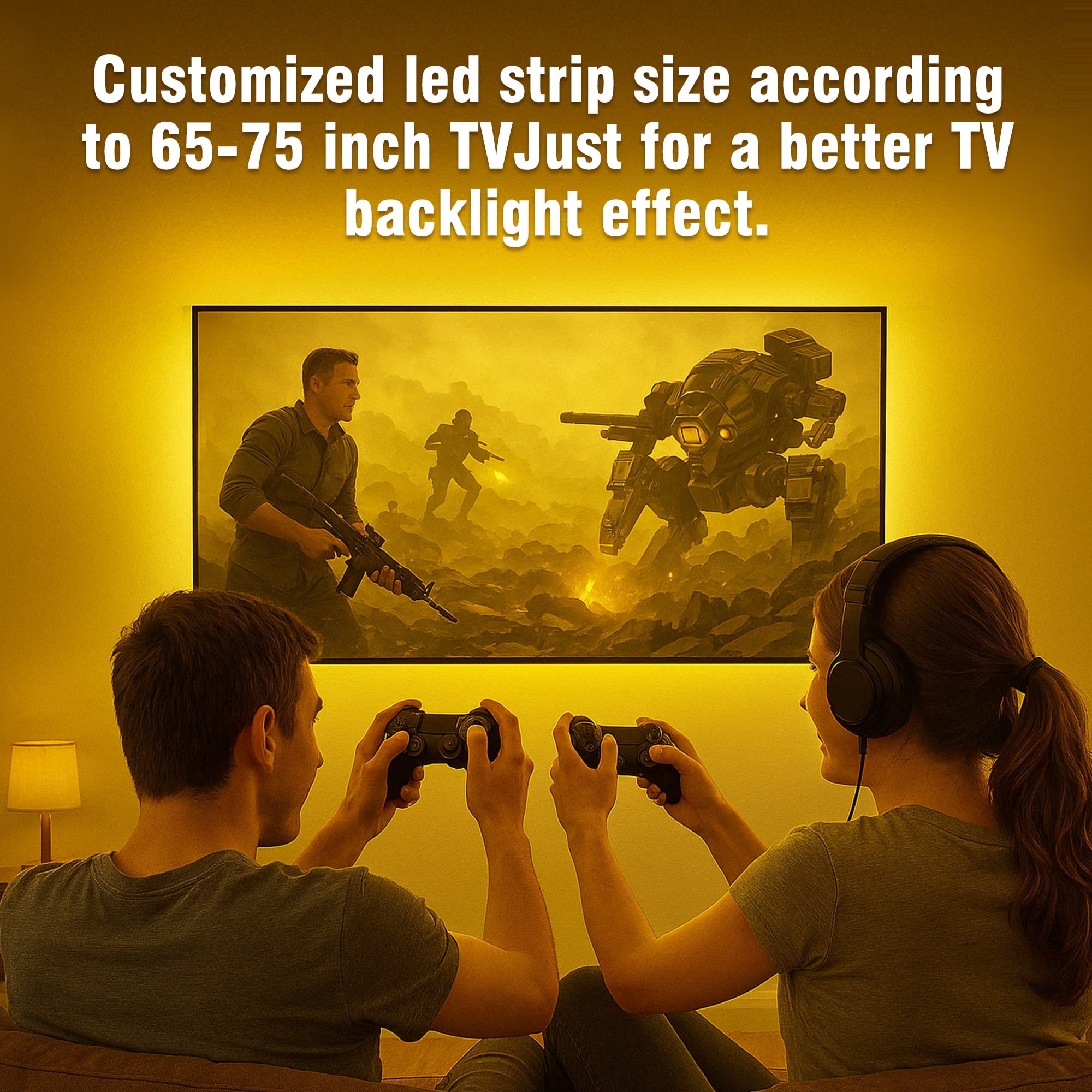 Maylit 14.3ft TV LED Backlight for 65-75 Inch TVs USB Powered RGB Strip Lights with Remote 4 Pack for Room Decor
