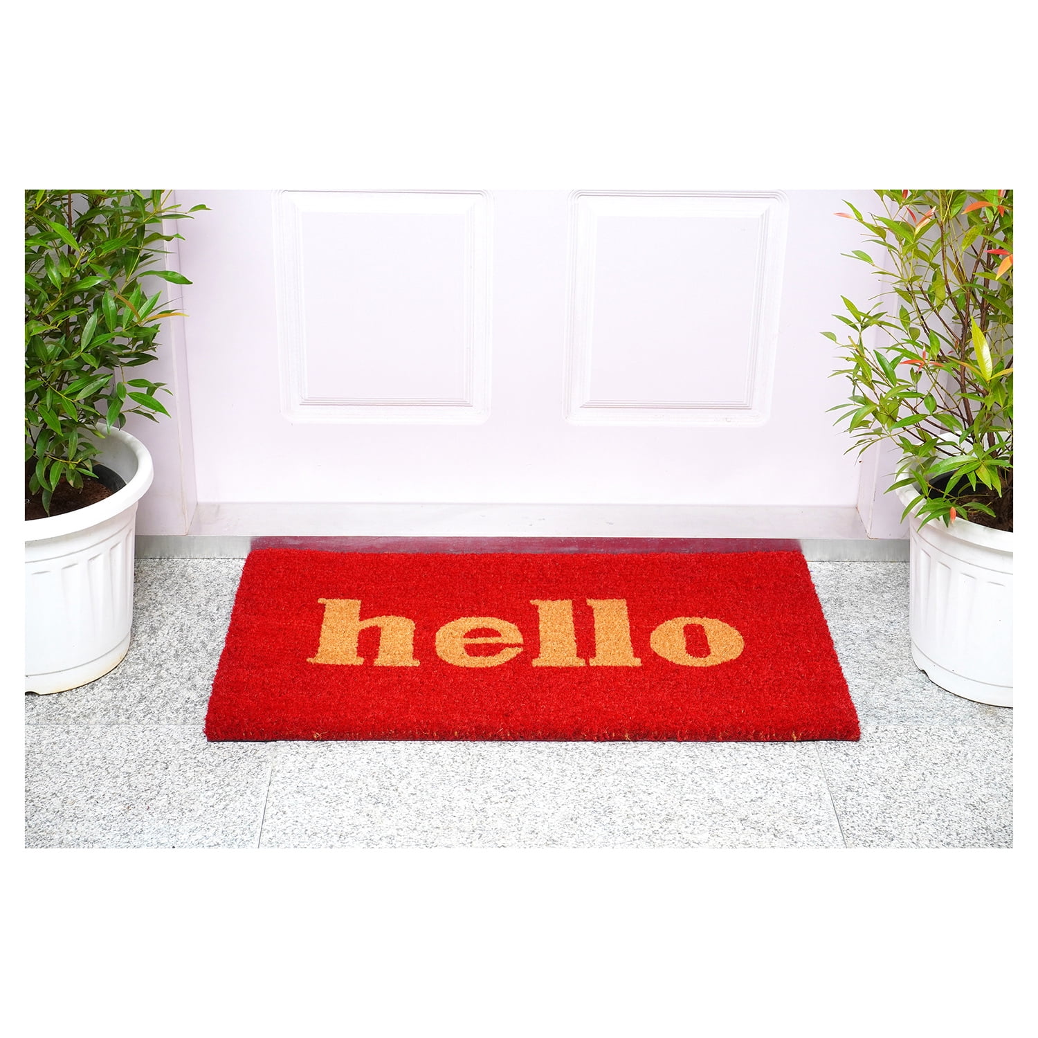 Calloway Mills Hello Outdoor Doormat Red/Natural Block 17" x 29"